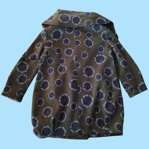 Love Moschino Coat Jacket US 6 Grey Purple Mid Length Big Collar Wool Blend - Picture 7 of 12